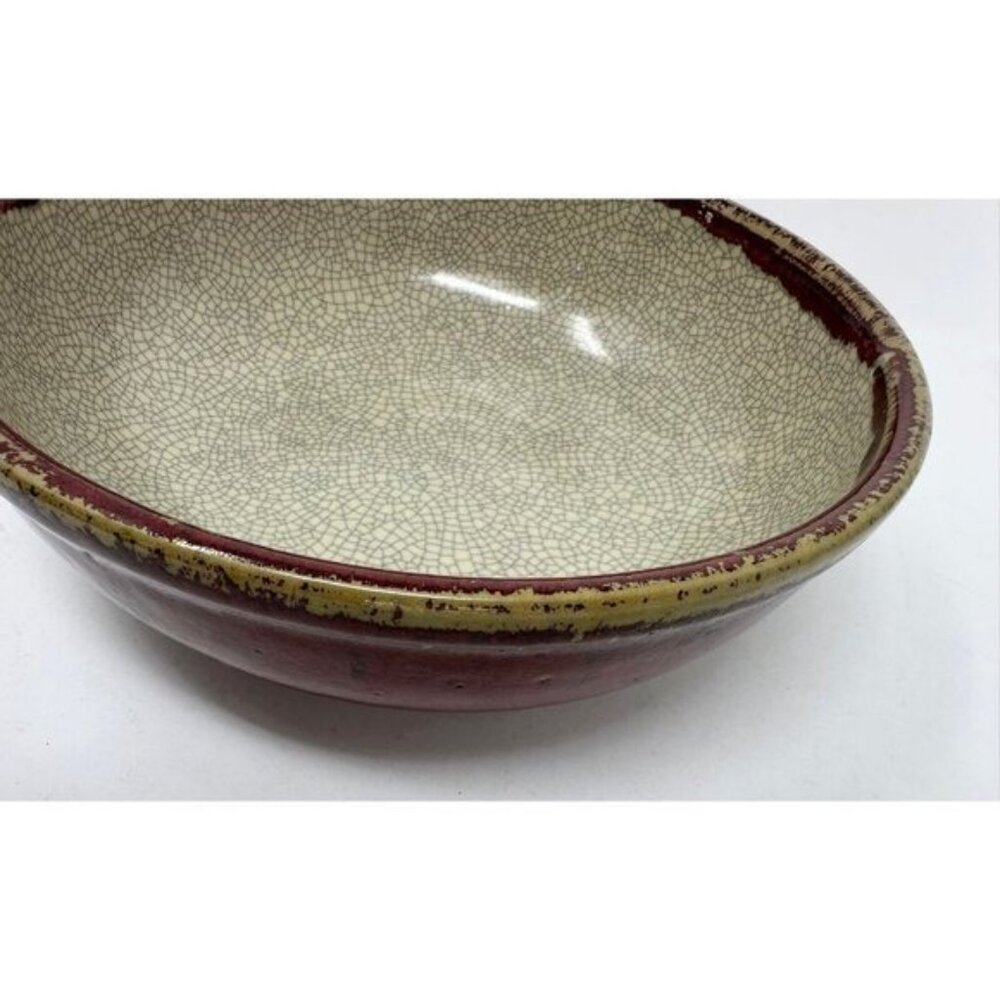 Vintage 1990s PIER 1 IMPORTS CRACKLE COLLECTION 10" Serving Bowl Rust Drip Glaze - Picture 12 of 12